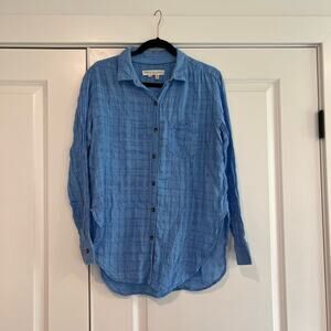 Anthropologie Pilcro and the Letterpress Linen Cotton Button Down Blue Sz‎ 6